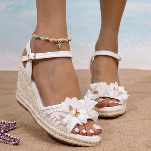 Shoes - COPY - Women's Casual Beach Ankle Strap Lace & Mesh Espadrilles,